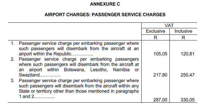 N3720 Annex C Passenger Service Charges